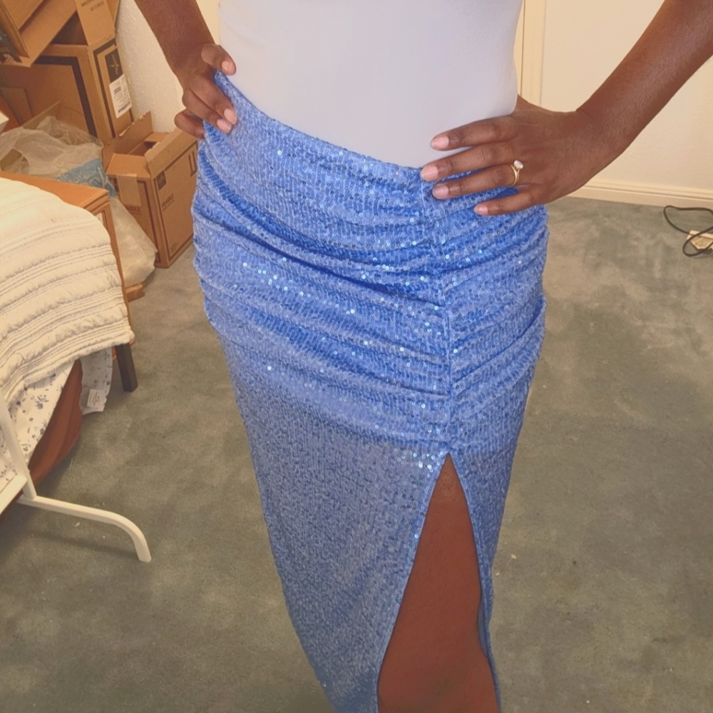 Zara blue sequin skirt
